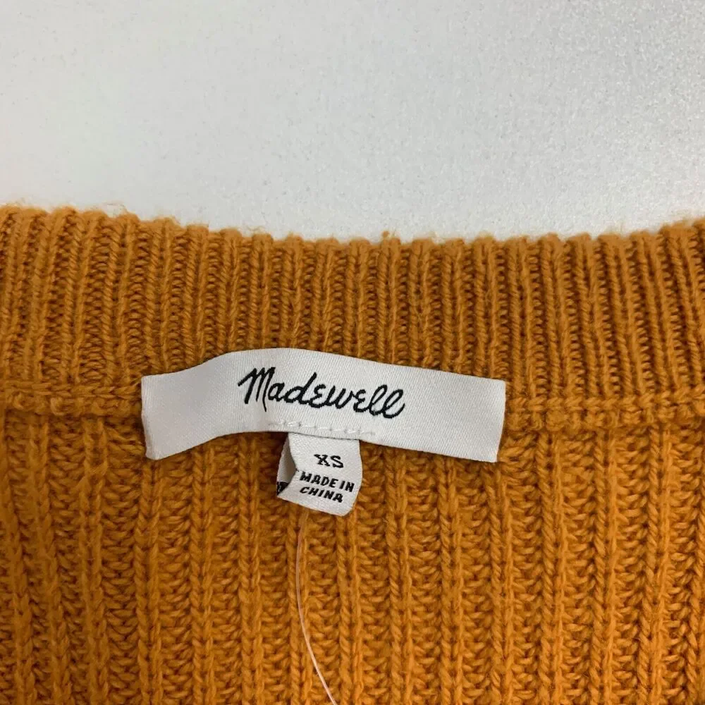 Madewell Sweater Womens XS‎ Extra Small Turmeric Thompson Pocket Pullover Boxy